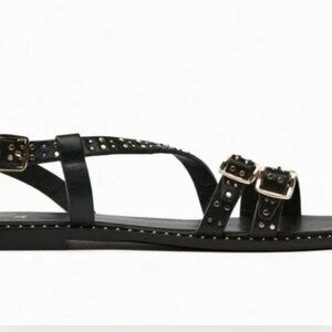 ZARA Studded Black Leather Sandals size 8